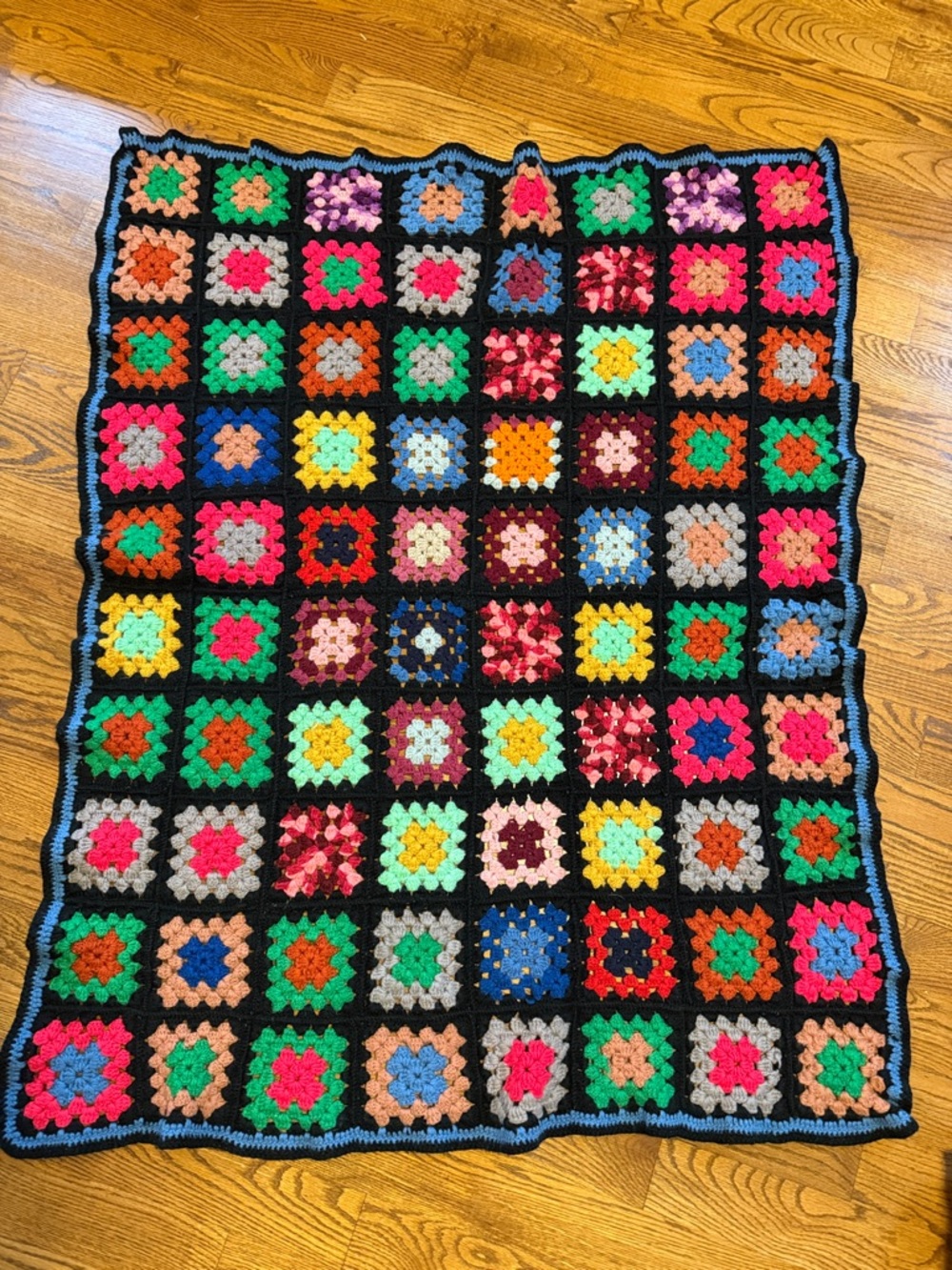 Granny square crocheted Throw Blanket 52 x 43"